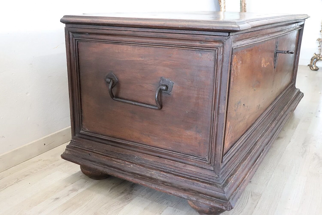 Antique solid walnut chest, 17th century 2