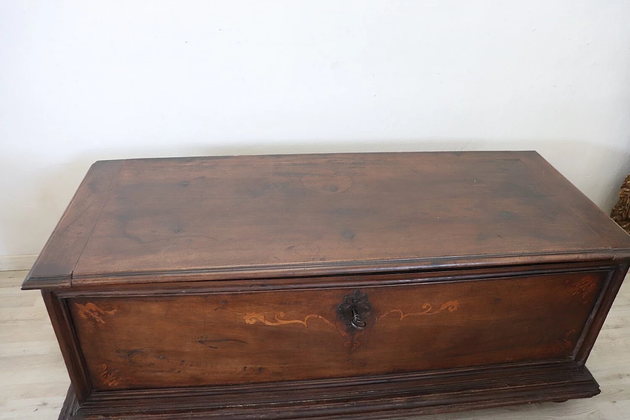 Antique solid walnut chest, 17th century 4