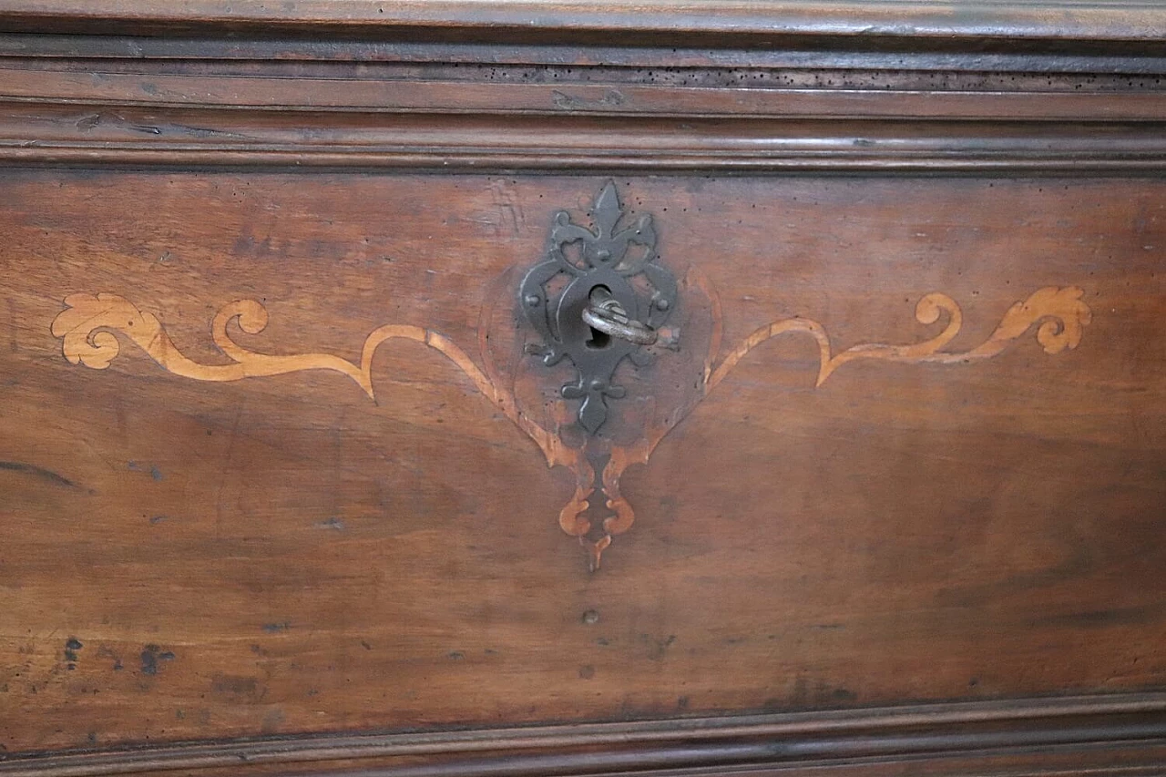 Antique solid walnut chest, 17th century 5