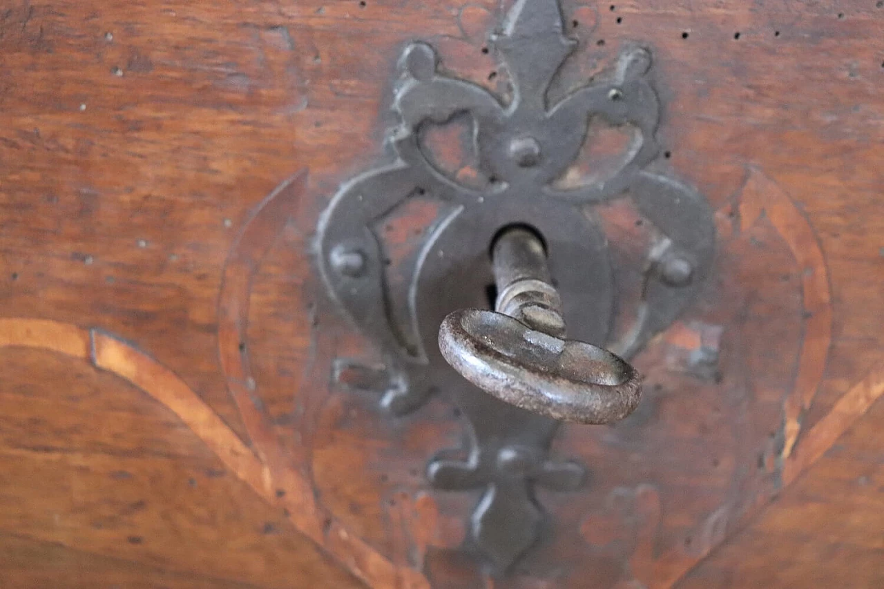 Antique solid walnut chest, 17th century 6