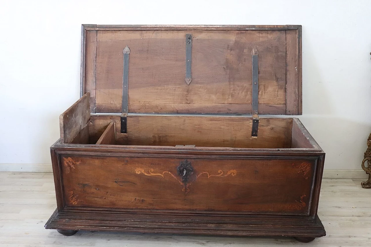 Antique solid walnut chest, 17th century 16