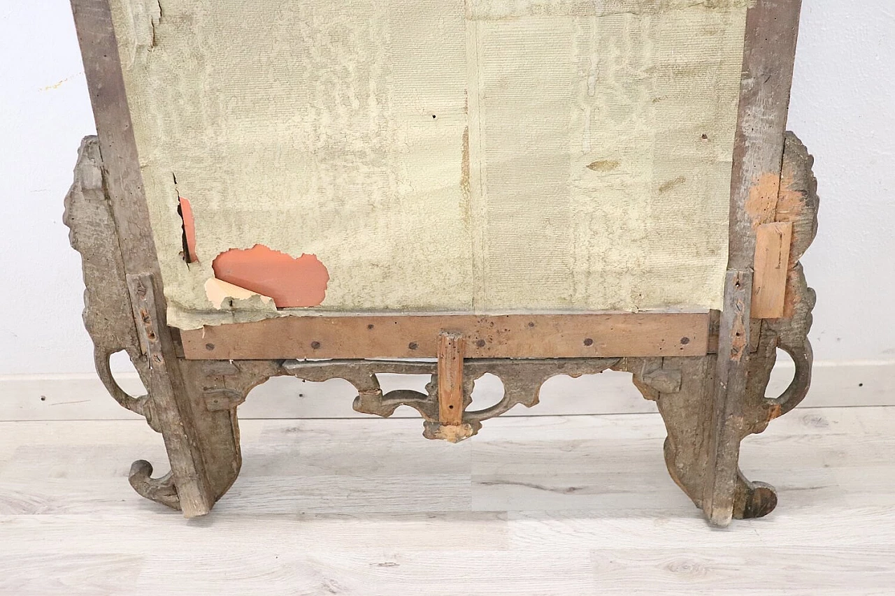 Antique carved and gilded wooden mecha mirror, Louis XVI era, 18th century 12