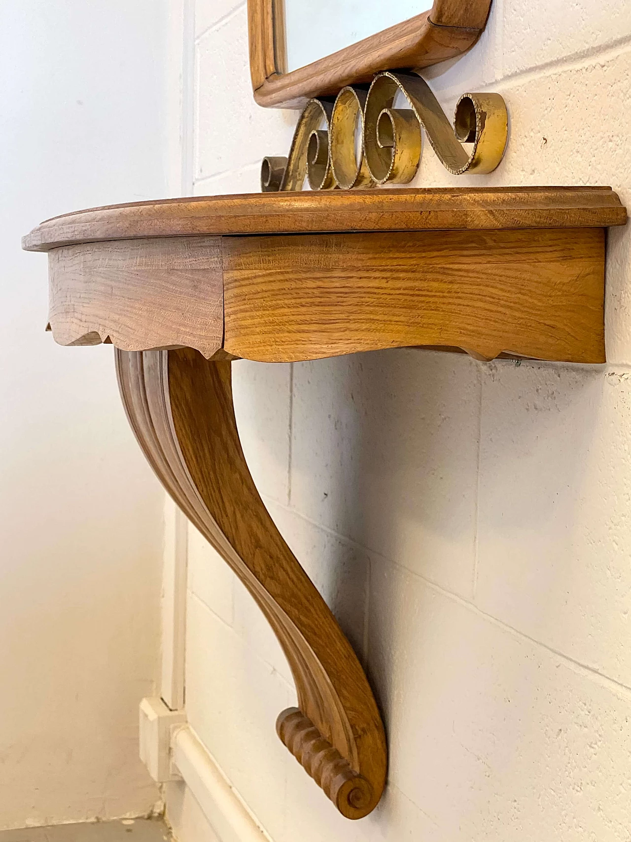 Console table in oak with mirror in the style of Paolo Buffa, 1940s 8