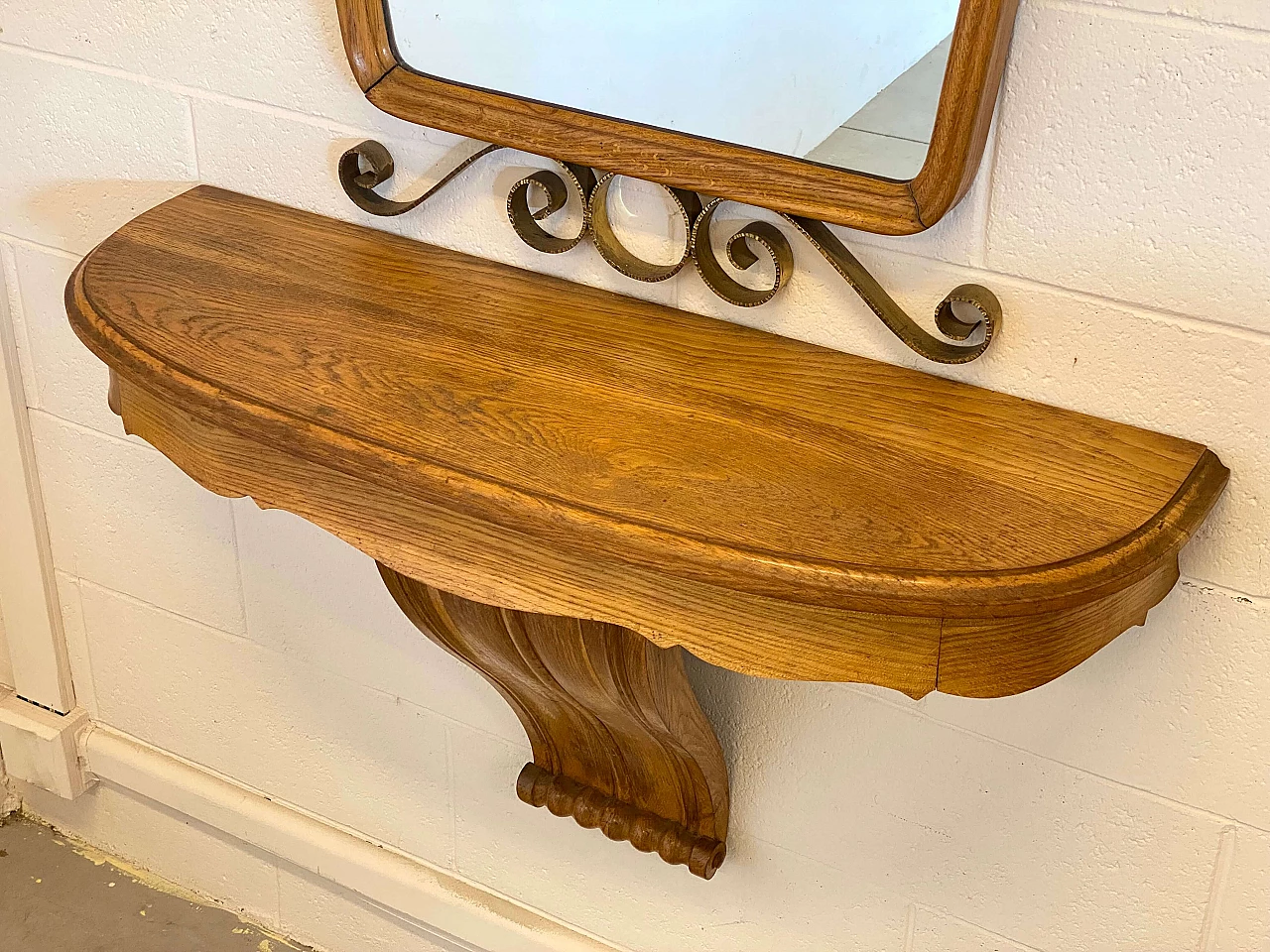 Console table in oak with mirror in the style of Paolo Buffa, 1940s 13