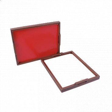 Coppia di vassoi con cornice in legno e piano in formica, anni '50