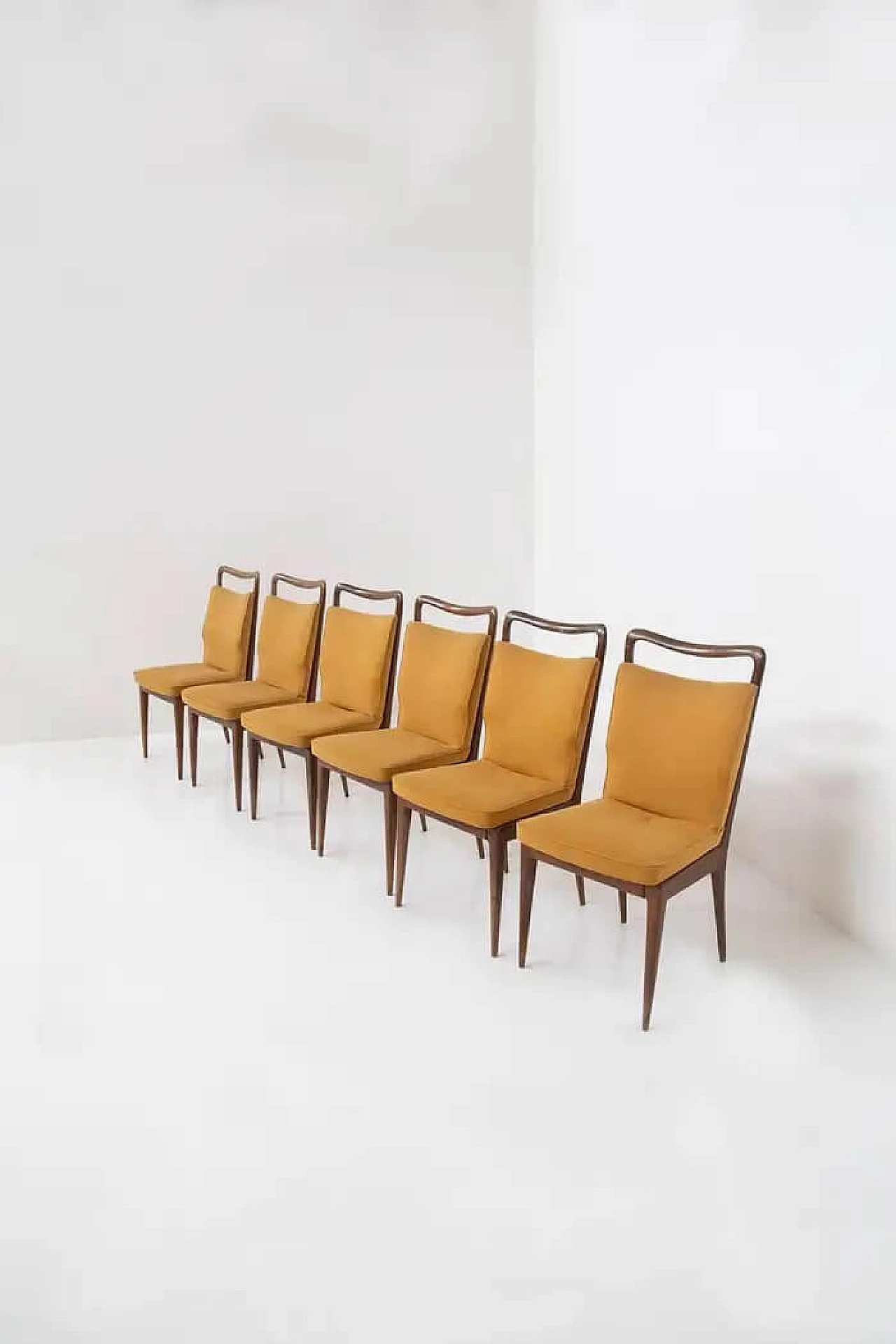 Walnut and yellow fabric chair by ISA Bergamo, 1950s 1