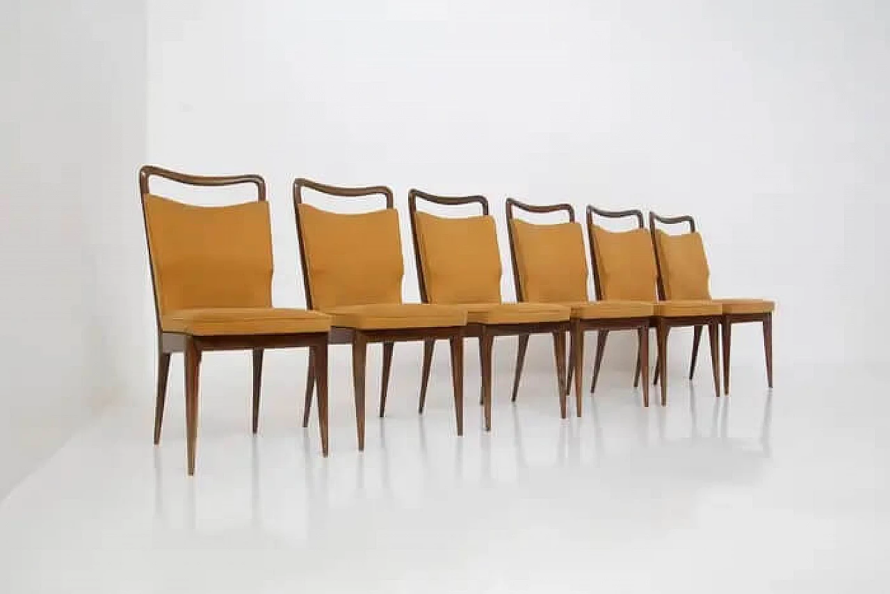 Walnut and yellow fabric chair by ISA Bergamo, 1950s 2