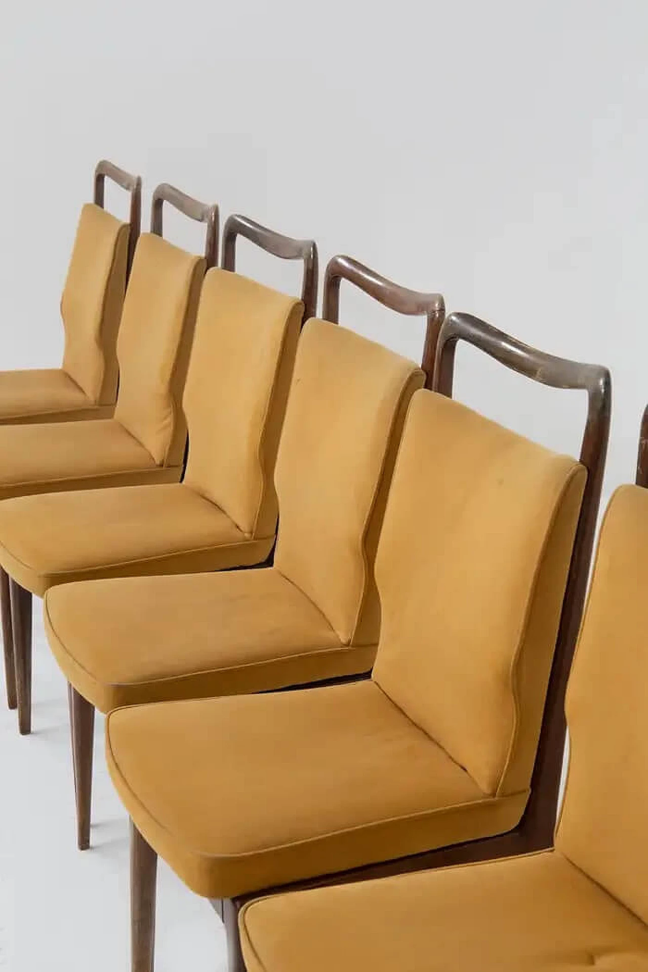 Walnut and yellow fabric chair by ISA Bergamo, 1950s 3