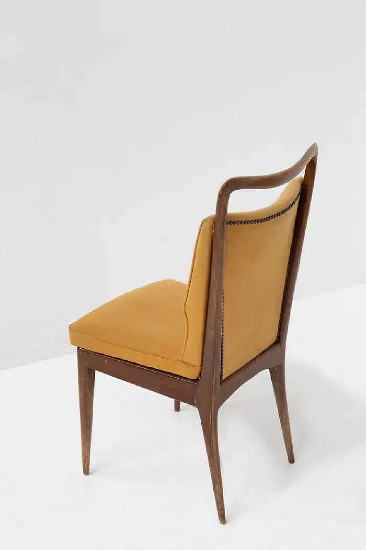 Walnut and yellow fabric chair by ISA Bergamo, 1950s 4
