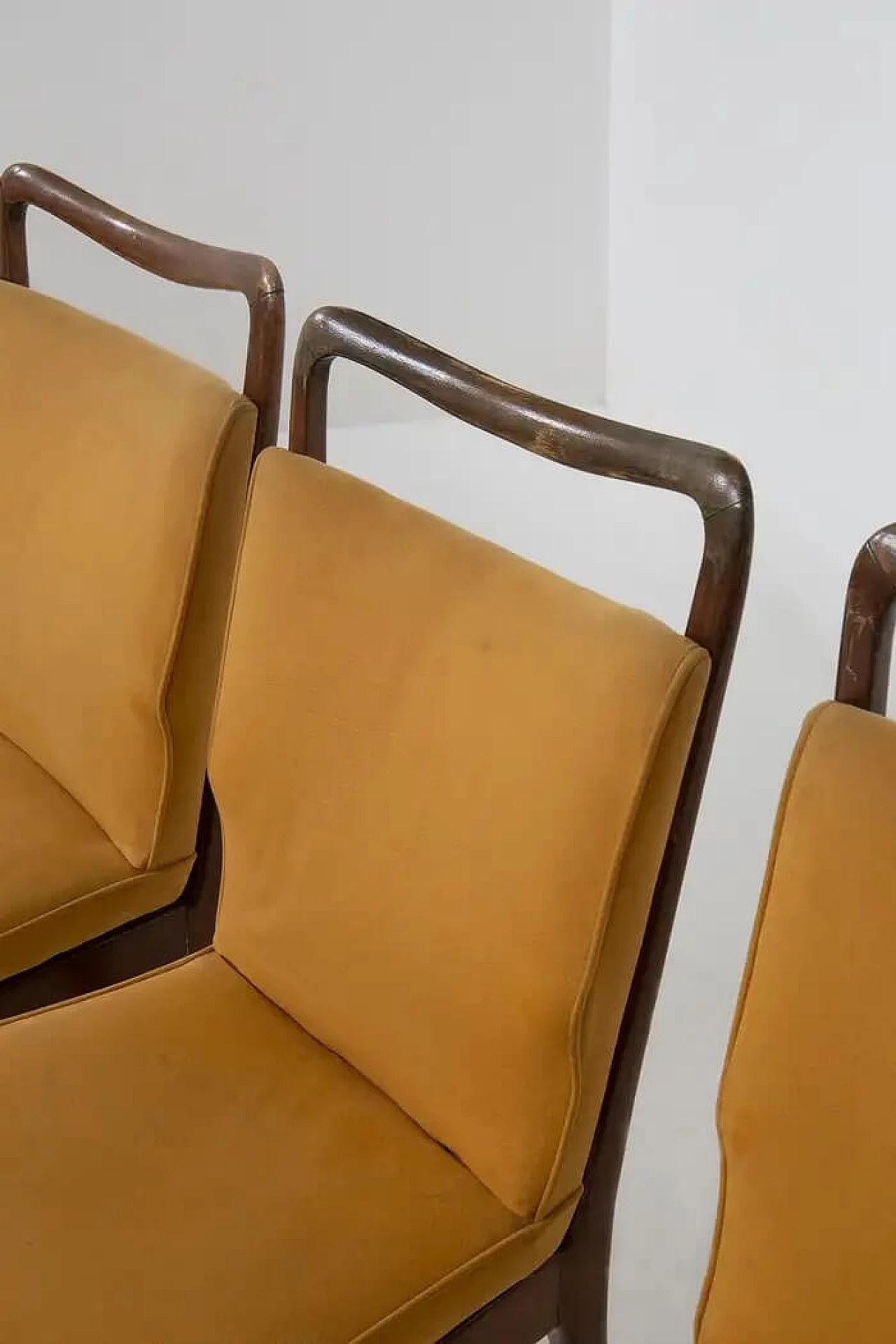 Walnut and yellow fabric chair by ISA Bergamo, 1950s 5
