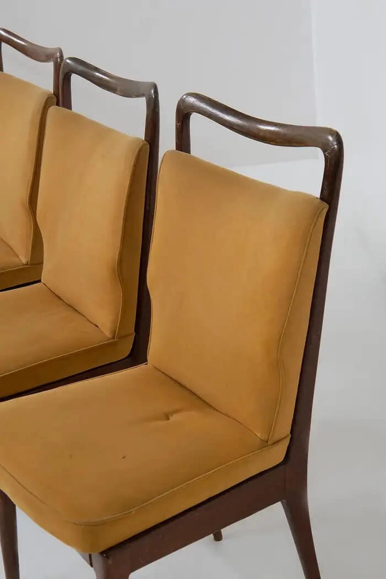 Walnut and yellow fabric chair by ISA Bergamo, 1950s 6