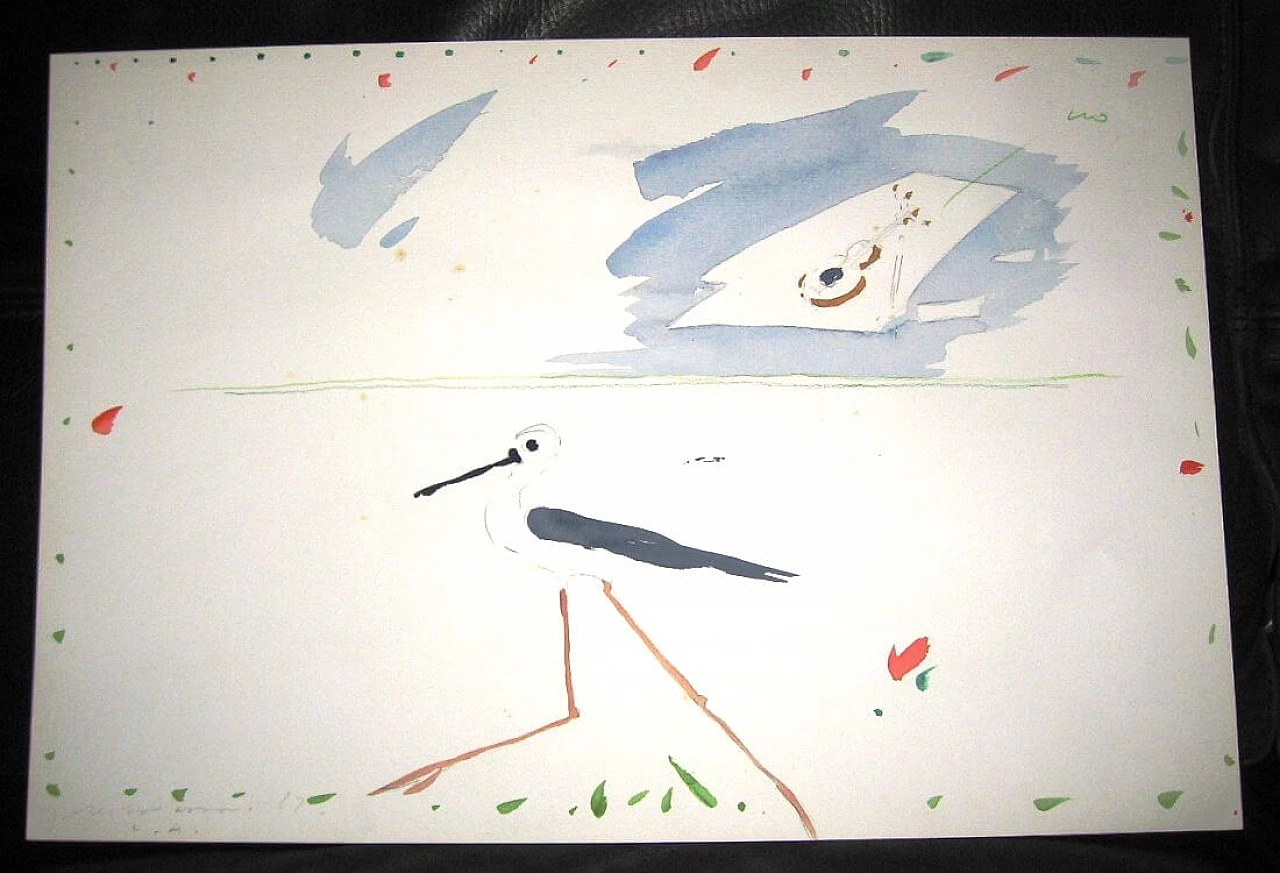 Giuliano Della Casa, heron, watercolor on paper, 1982 2