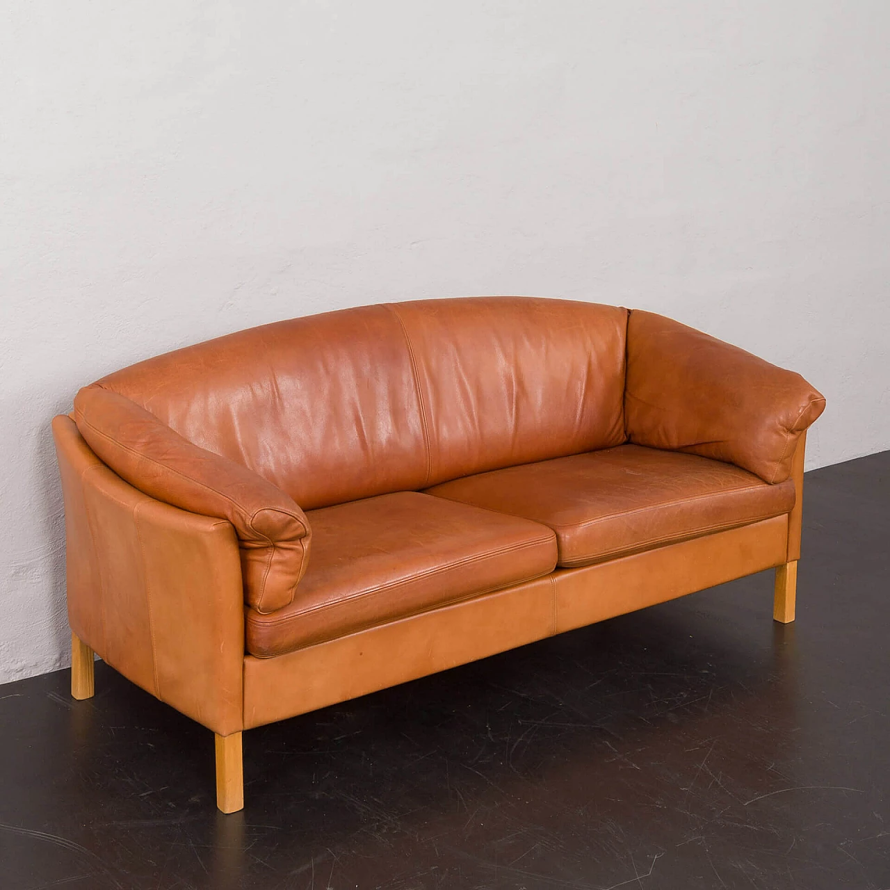 Cognac leather 535 sofa by Mogens Hansen, 1970s 7