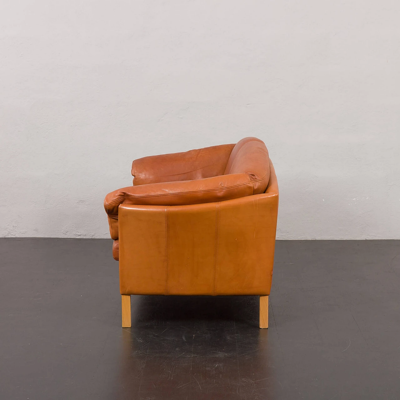 Cognac leather 535 sofa by Mogens Hansen, 1970s 12
