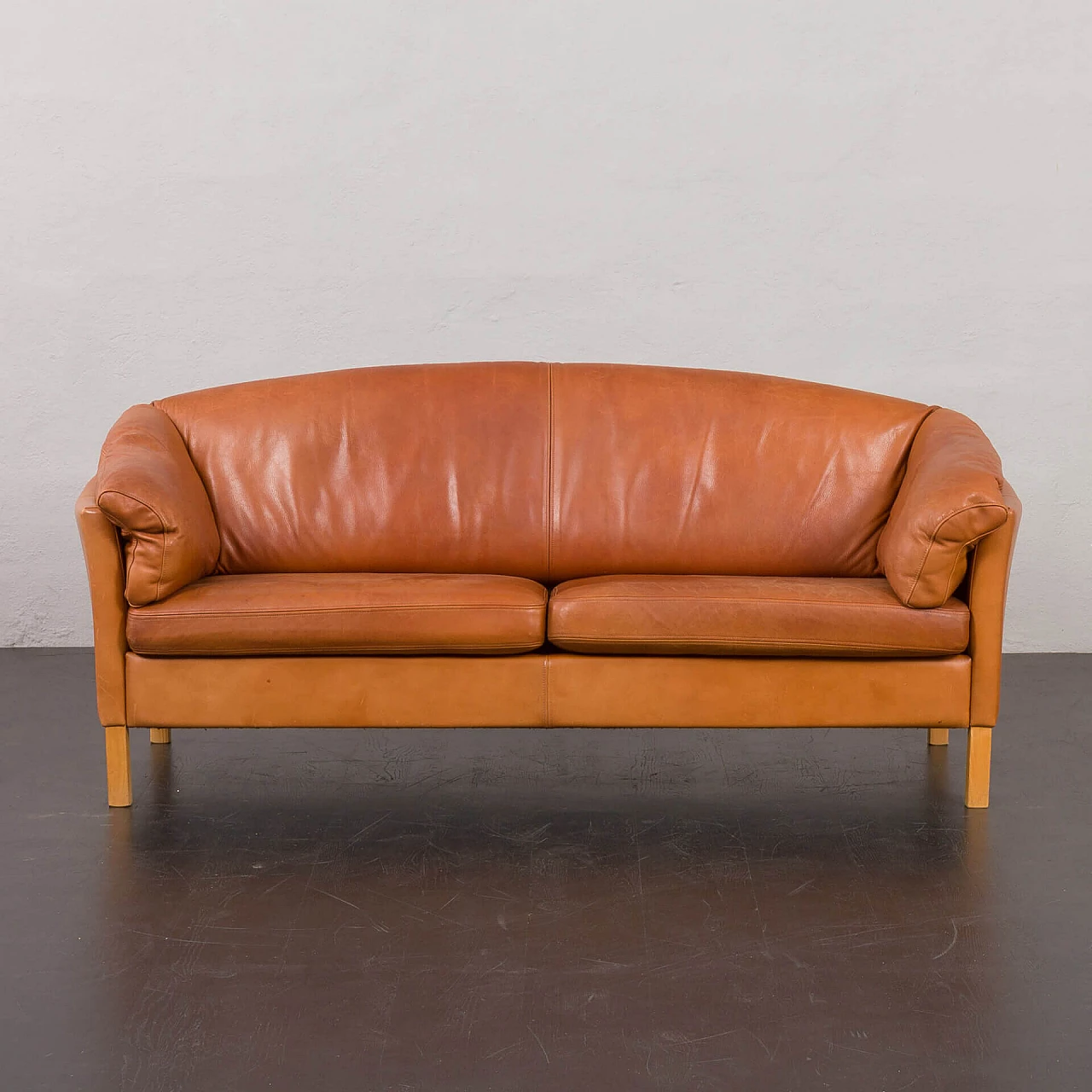 Cognac leather 535 sofa by Mogens Hansen, 1970s 14