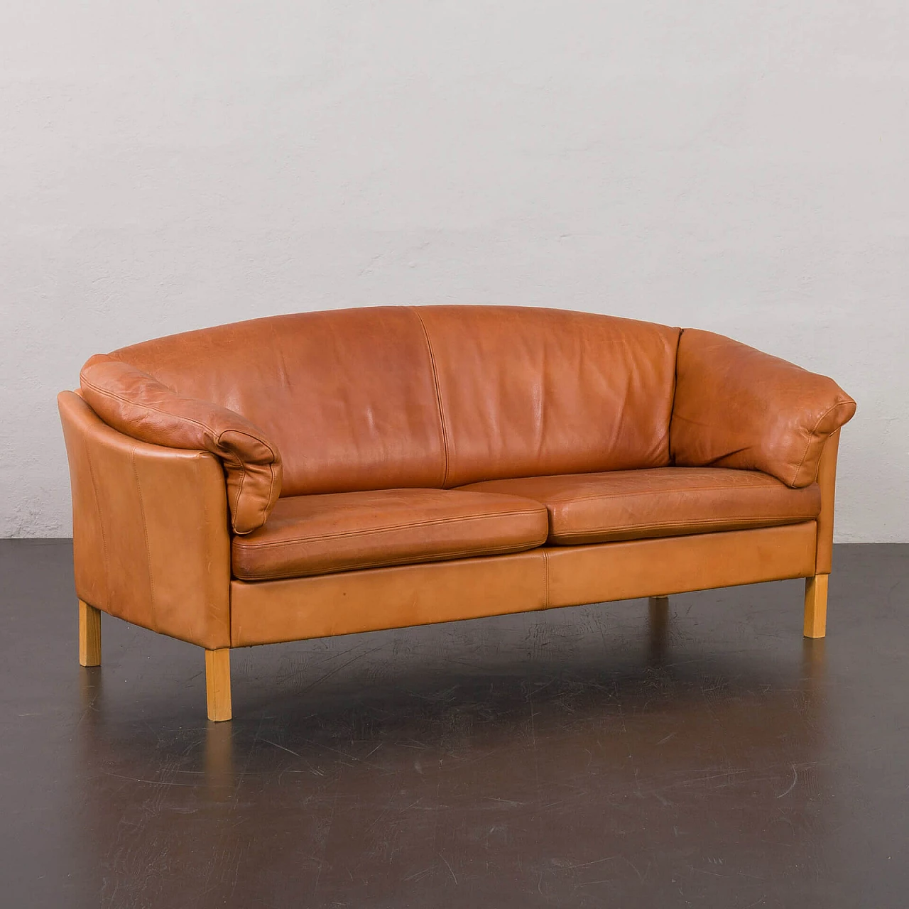 Cognac leather 535 sofa by Mogens Hansen, 1970s 16