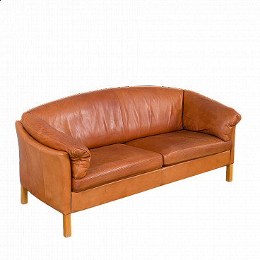 Cognac leather 535 sofa by Mogens Hansen, 1970s