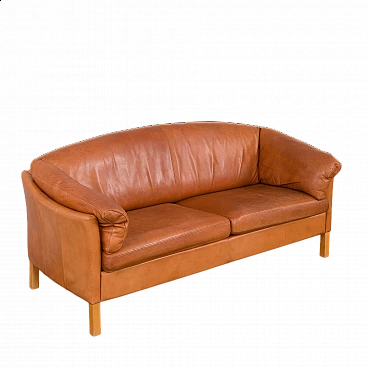 Cognac leather 535 sofa by Mogens Hansen, 1970s
