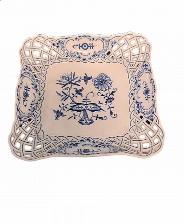 Square dish decorated Blue Onion by Meissen, 1950s