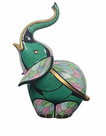 Porcelain sculpture of Elephant by Le Porcellane Firenze, 1990s