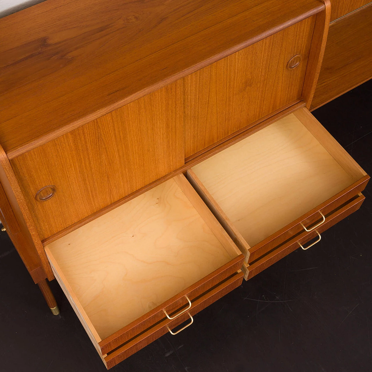 Libreria scandinava a tre campate in teak con scrivania e scaffali, anni '60 3