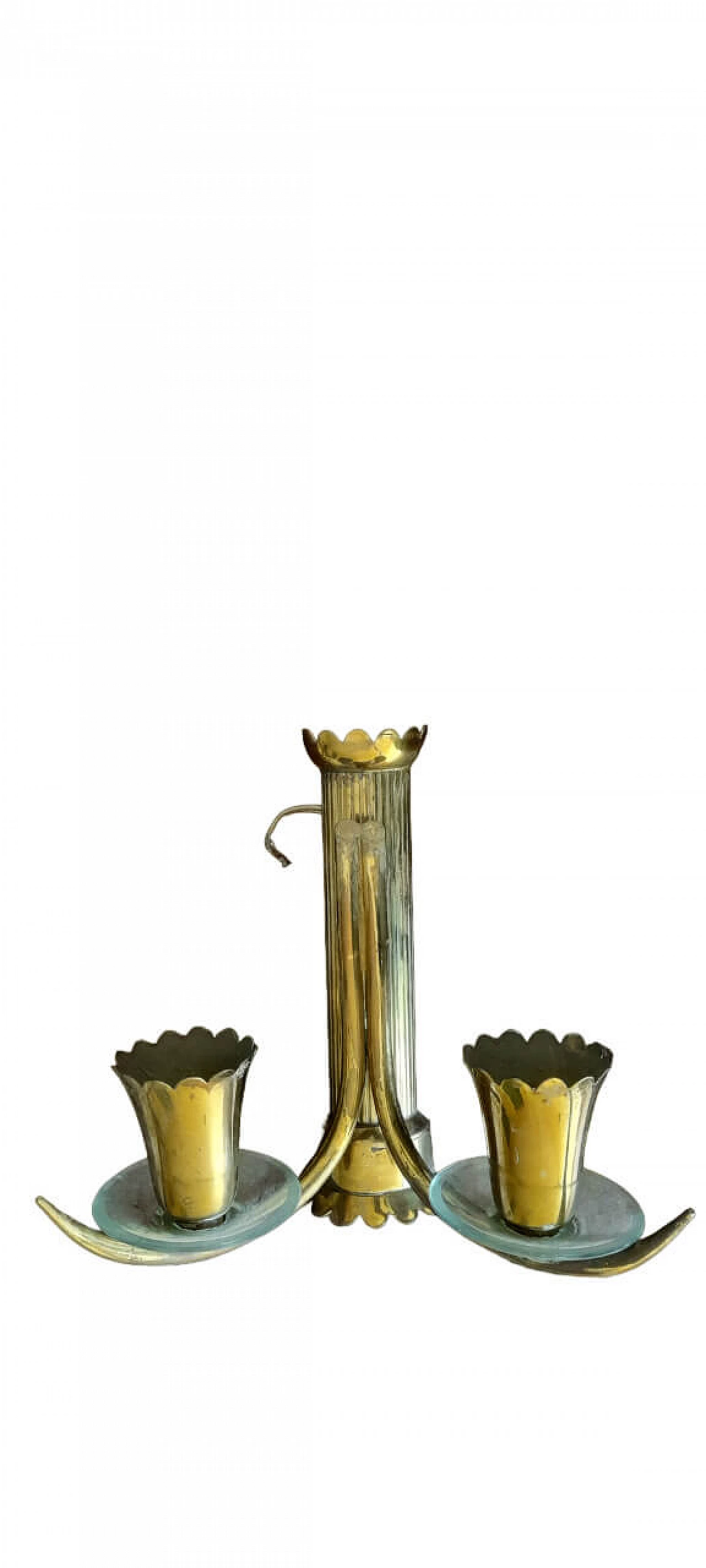 Pair of brass and cut glass wall lights by Pietro Chiesa, 1950s 2