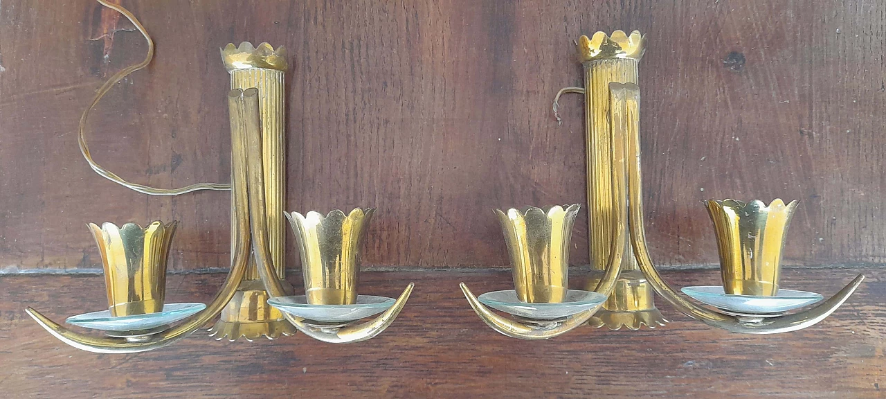 Pair of brass and cut glass wall lights by Pietro Chiesa, 1950s 5