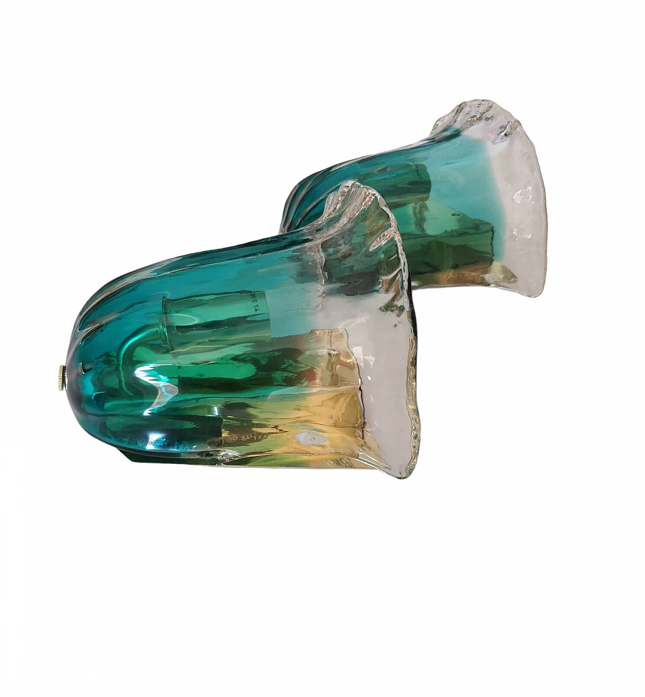 Pair of green and transparent Murano glass wall lights by La Murrina 2
