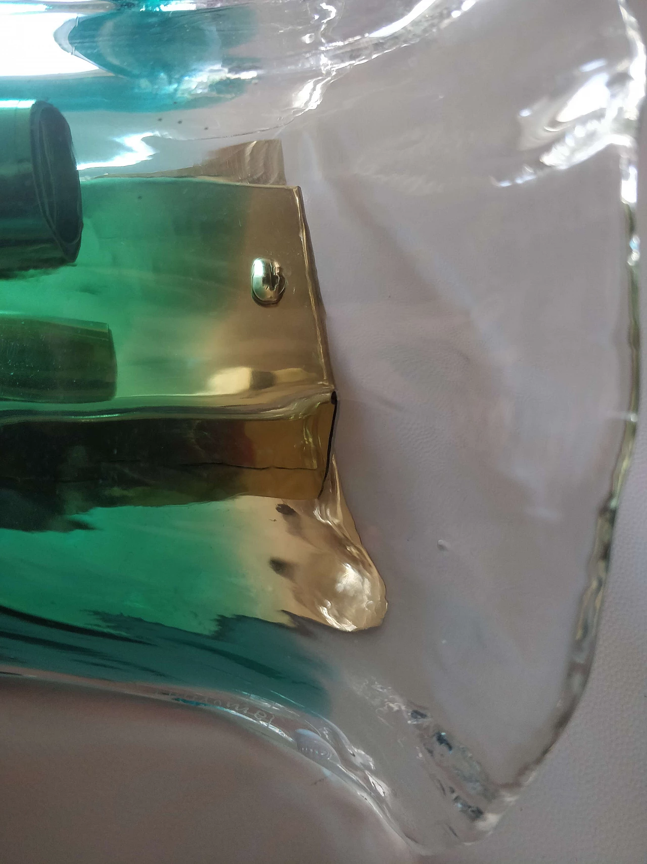 Pair of green and transparent Murano glass wall lights by La Murrina 4