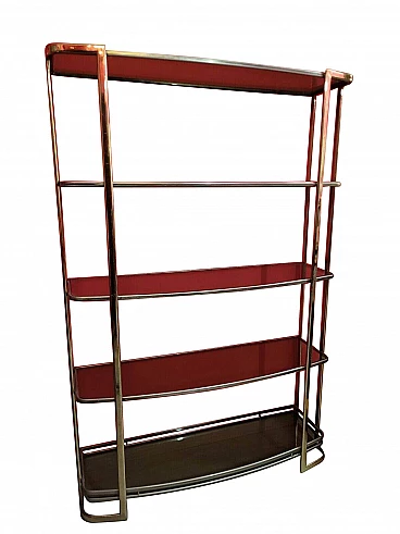 Etagère in metallo dorato e vetro attribuito a Willy Rizzo, anni '70