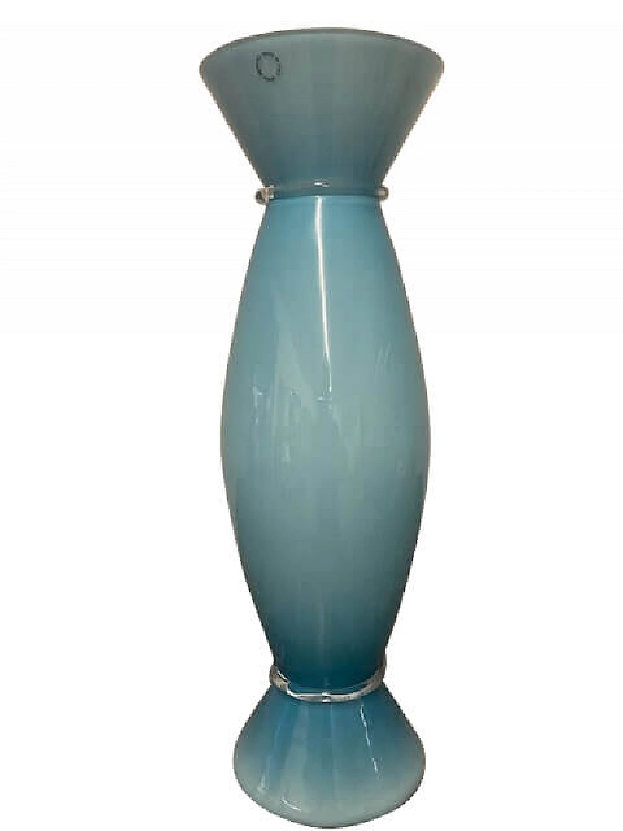 Turquoise Murano glass Acco vase by Venini, 1990s 9