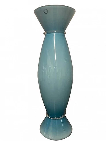 Turquoise Murano glass Acco vase by Venini, 1990s