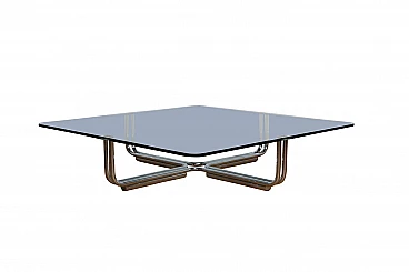 Coffee table in chrome-plated steel and crystal by Gianfranco Frattini for Cassina, 1960s