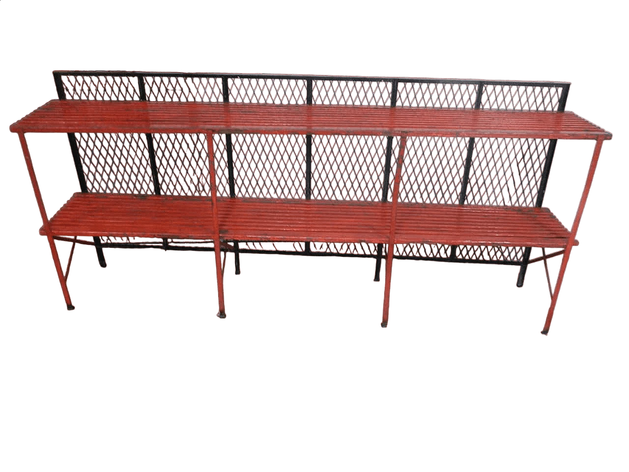 Coloured spruce bookcase with iron grill, 1950s 10