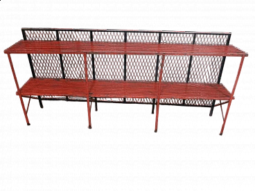 Coloured spruce bookcase with iron grill, 1950s