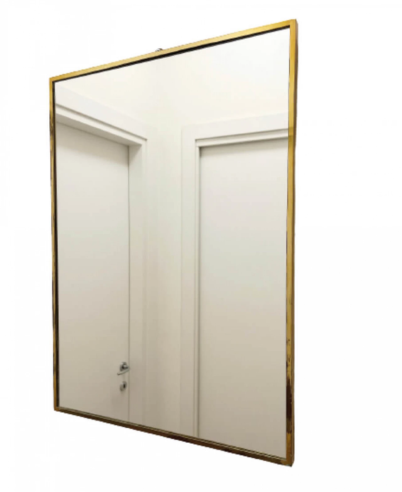 Rectangular wall mirror with brass frame, 1960s 1