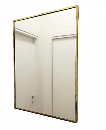 Rectangular wall mirror with brass frame, 1960s