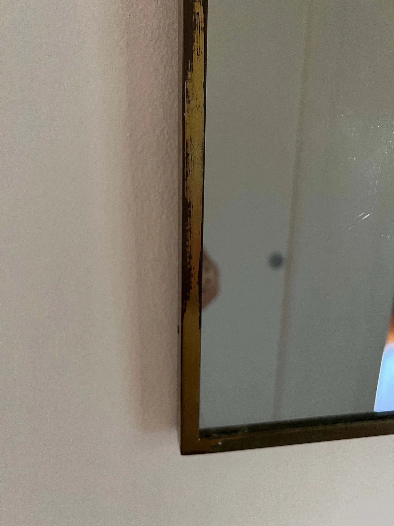 Specchio da parete rettangolare con cornice in ottone, anni '60 5