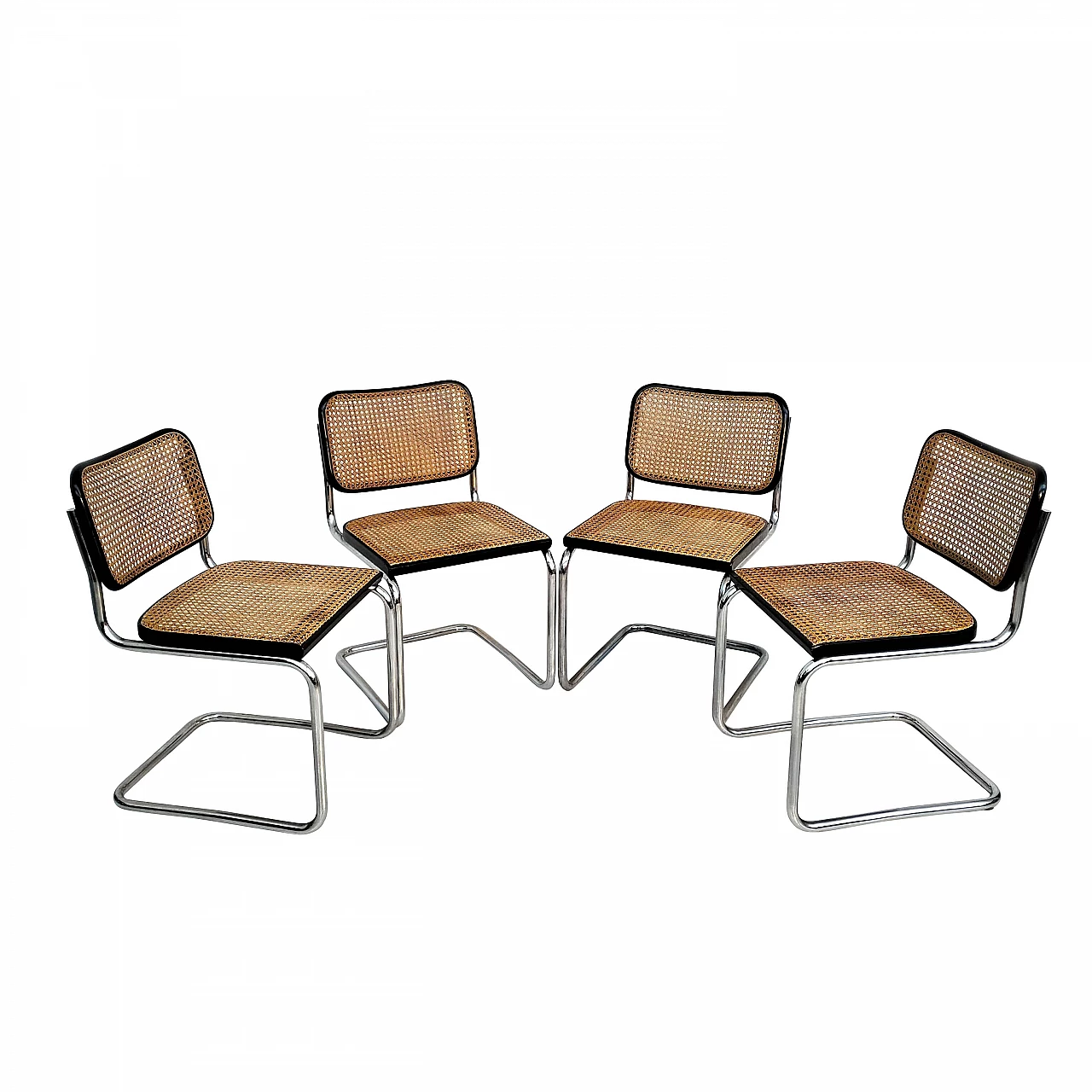 4 Cesca chairs in walnut, steel and Vienna straw by Marcel Breuer for Gavina, 1960s 13