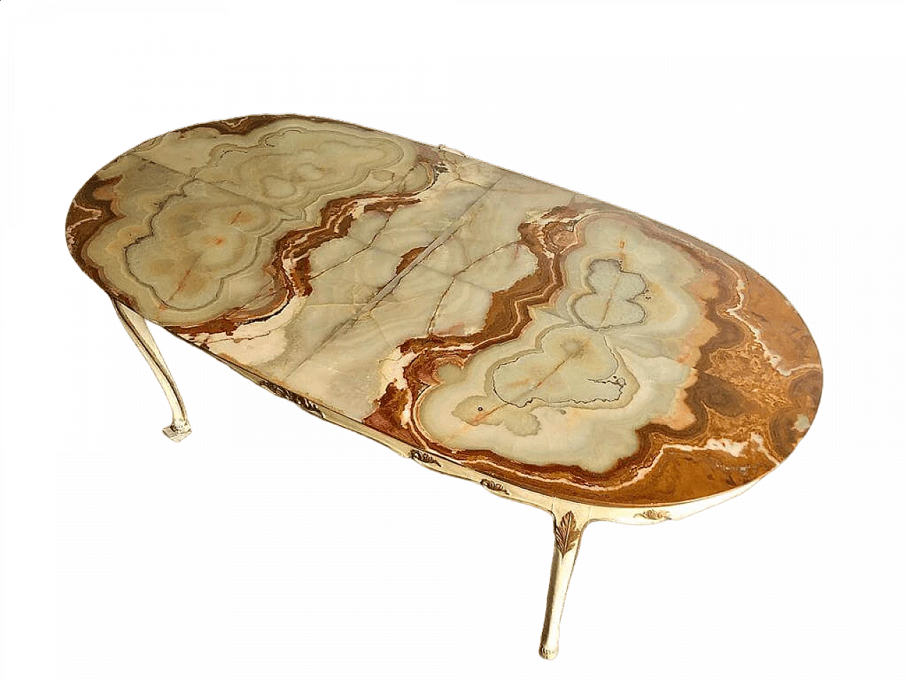 Alabaster and white and gold lacquered wood table, 1950s 11