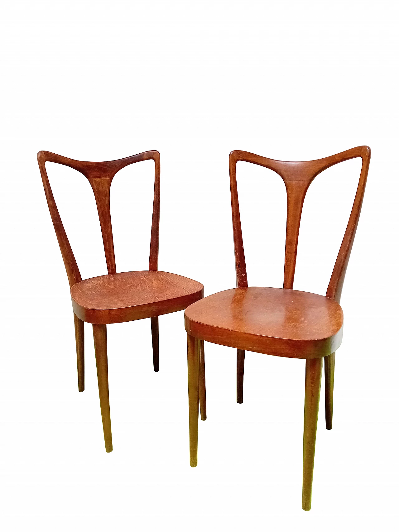 Pair of wooden chairs in the style of Guglielmo Ulrich, 1940s 12