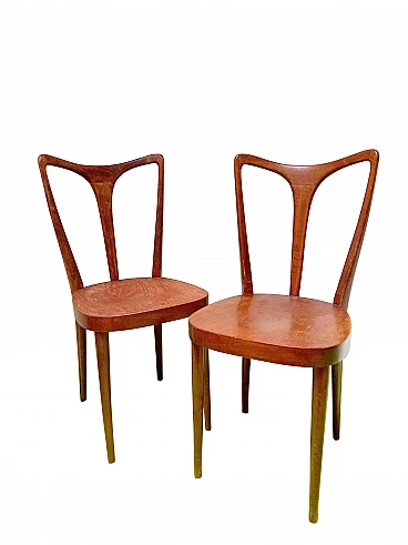 Pair of wooden chairs in the style of Guglielmo Ulrich, 1940s