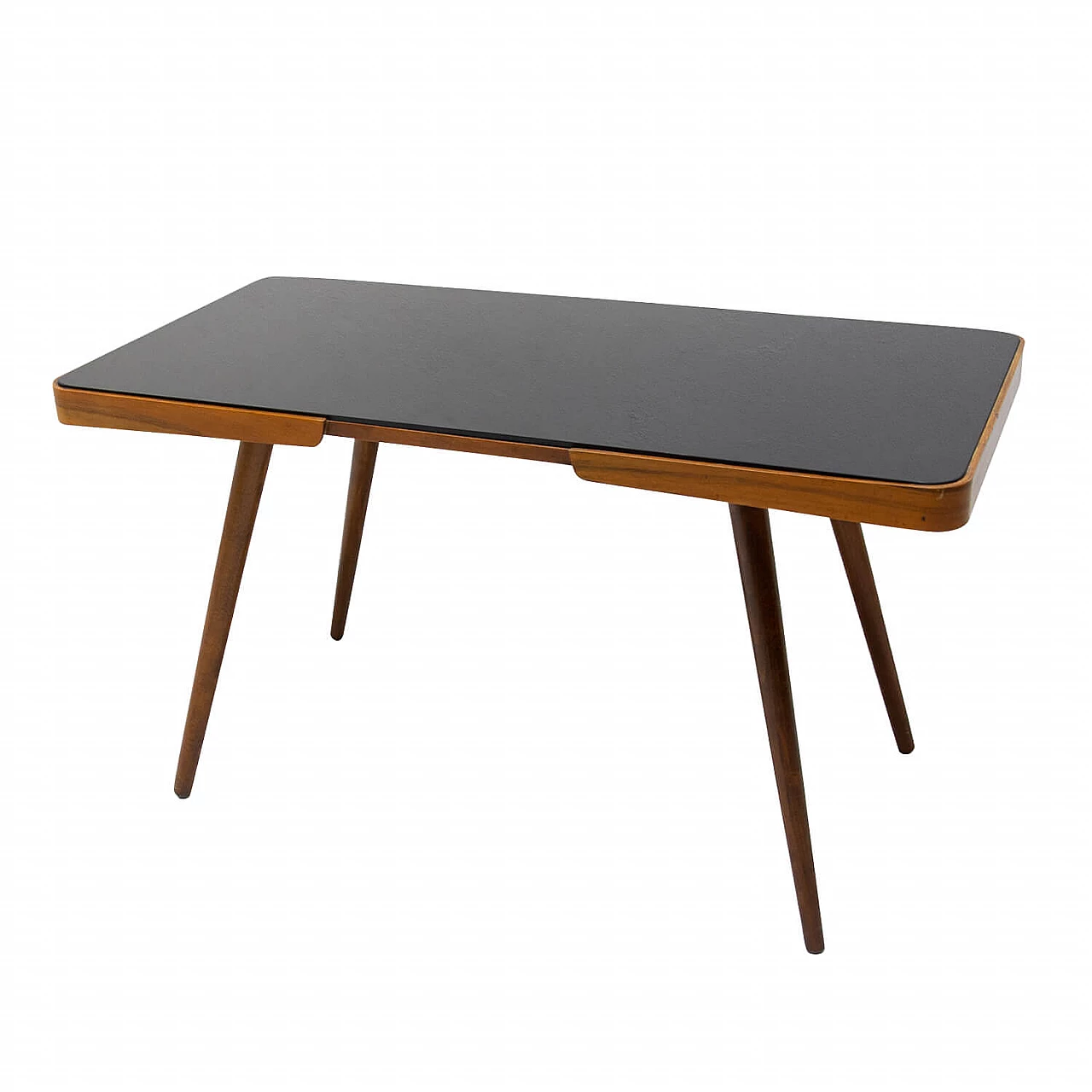 Beech coffee table with opaxite glass top by Interiér Praha, 1960s 12