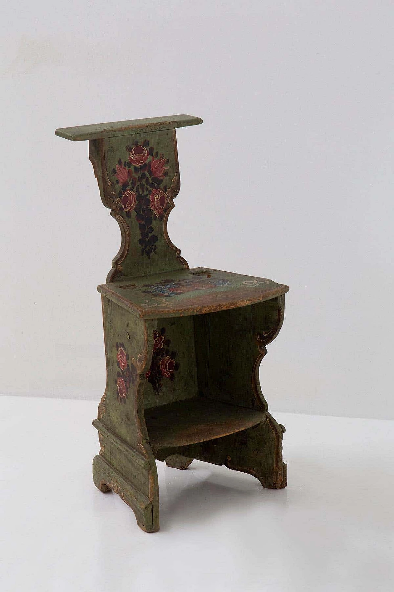 Pair of polychrome wooden chairs convertible into kneelers, 1797 5