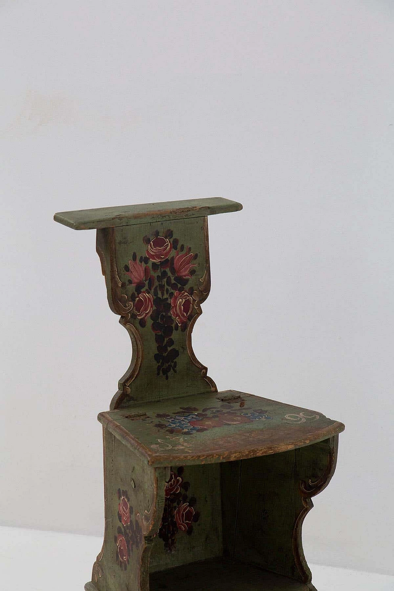 Pair of polychrome wooden chairs convertible into kneelers, 1797 9