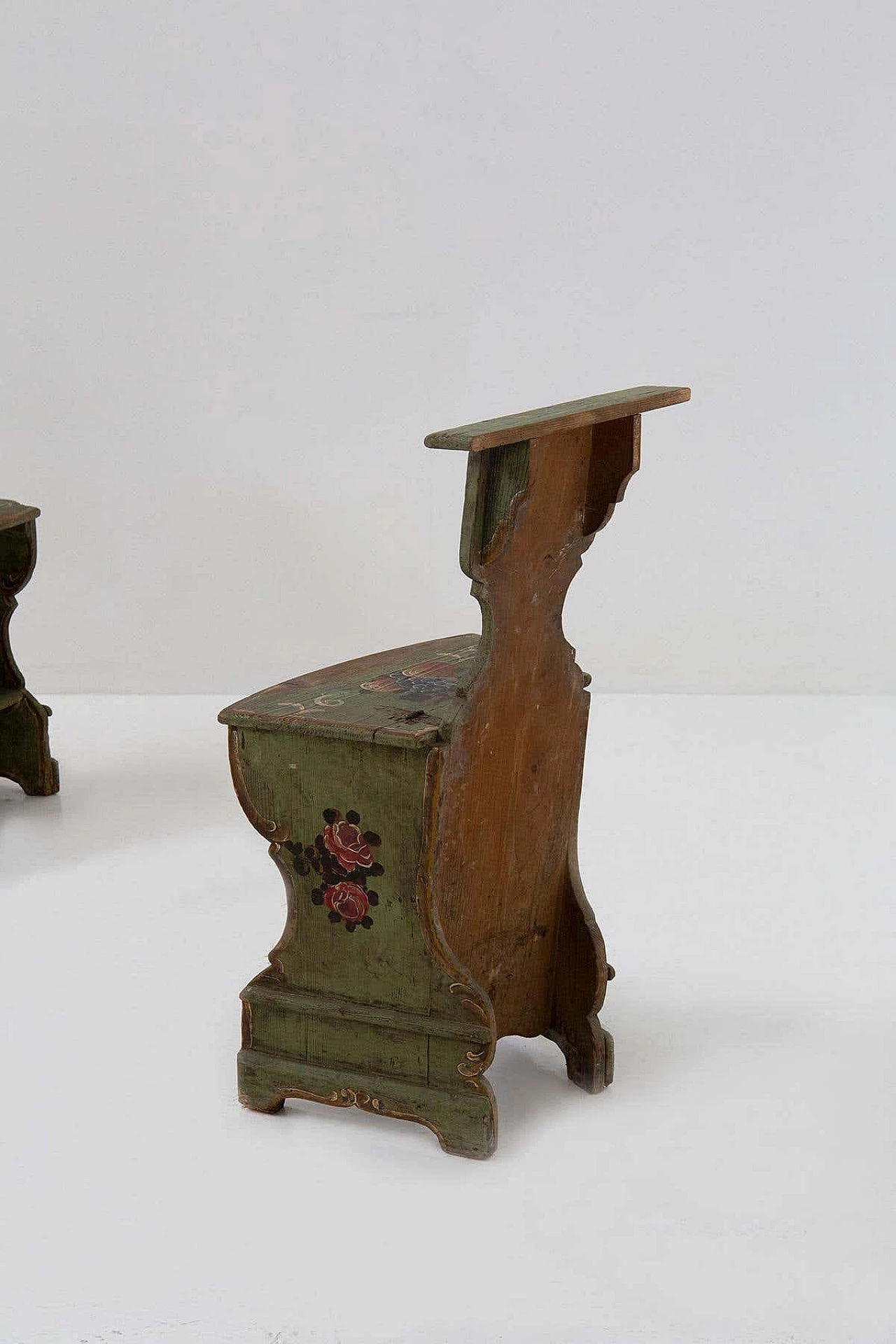 Pair of polychrome wooden chairs convertible into kneelers, 1797 11
