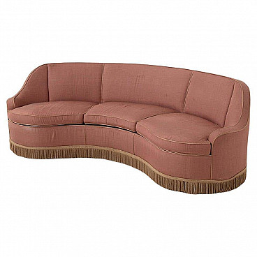 Three-seater sofa in pink fabric attributed to Gio Ponti for Casa e Giardino, 1950s