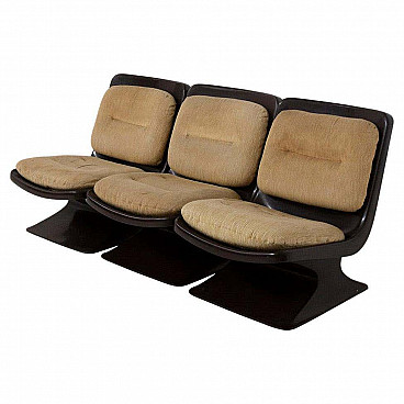 3 Brown plastic armchairs by Albert Jacob for Grosfillex, 1970s