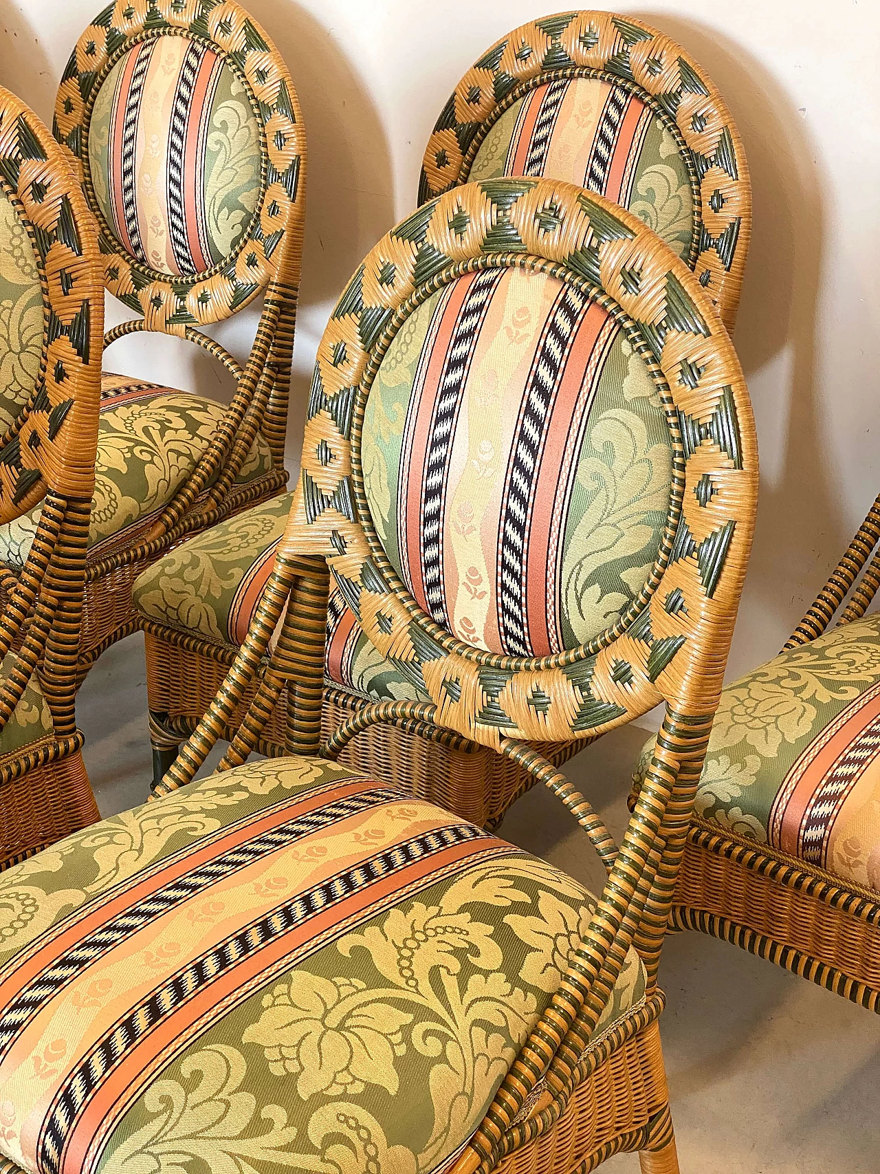 8 Wicker chairs, 1980s 2