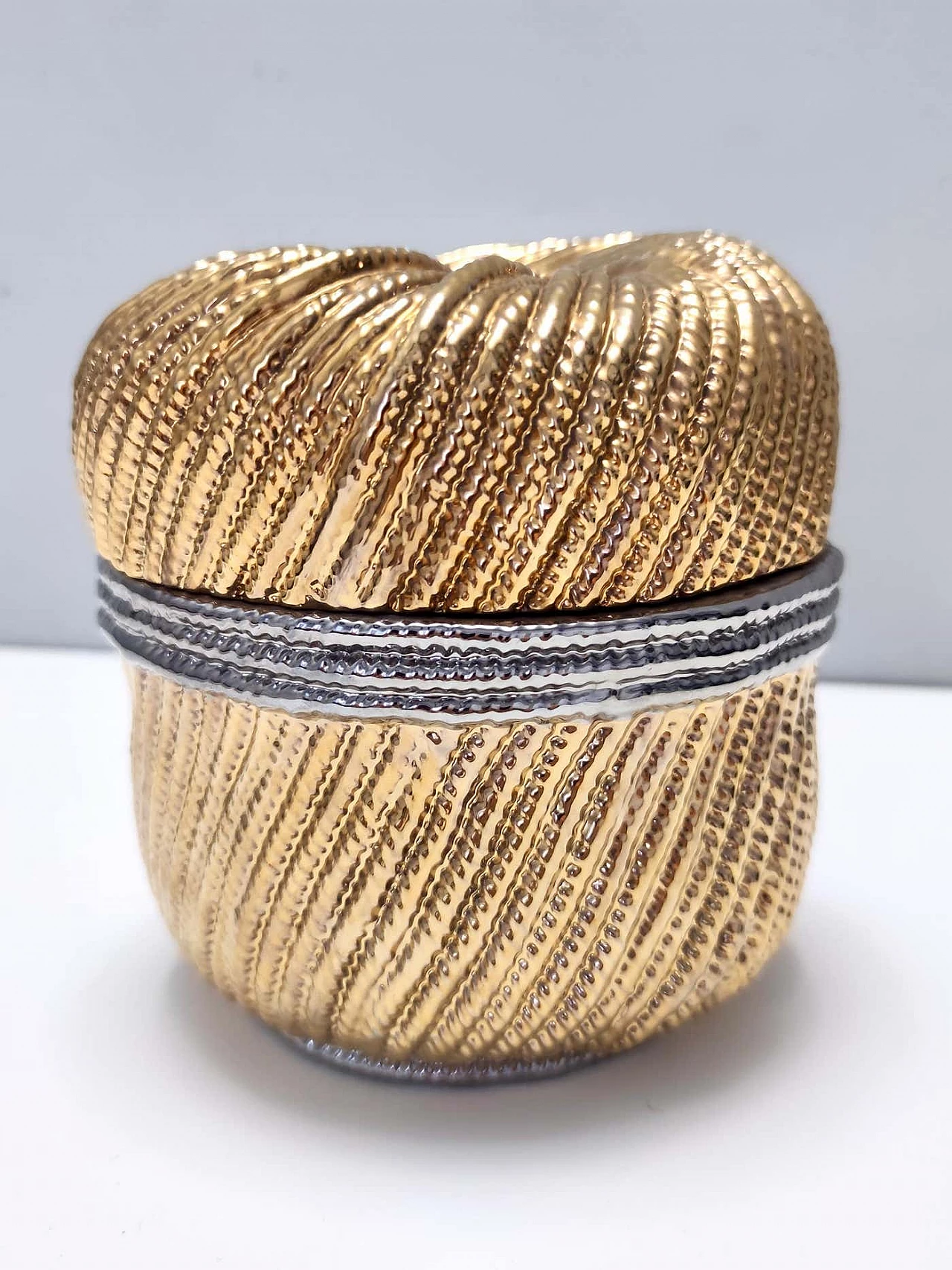 San Marco gold and silver-plated ceramic jewellery box, 1970s 3